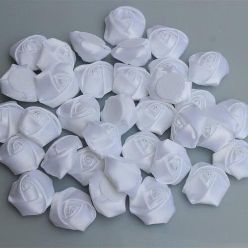 20pieces/lot Diameter 3.5cm White Satin Rose Artificial Flower Wedding Fake Flowers Handmade DIY Wedding Bouquet Accessories