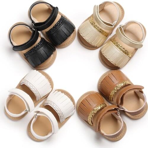 UK Toddler Baby Summer Sandals Tassel Soft Sole Crib Shoes Anti-slip Prewalkers