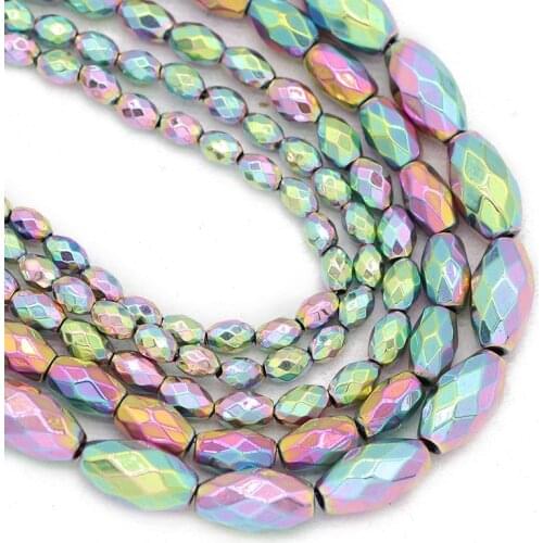 Light Purple Faceted Rice Grains Oval Hematite Natural Stone 3x5/4x6/5x8MM Loose Beads For Jewelry Making Diy Bracelets Necklace