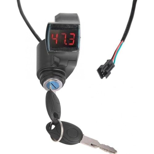 E-Bike Thumb Throttle Digital Battery Voltage Display Switch Power with Key Lock Electric Bicycle Twist Throttle Accessories