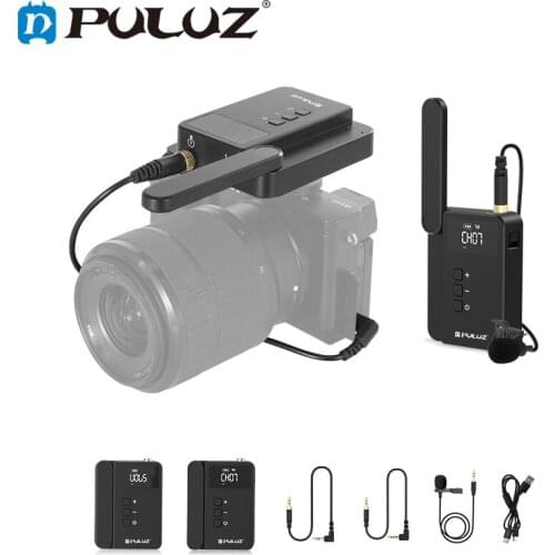 PULUZ Dual-Channel Wireless Microphone System with Transmitter and Receiver for DSLR Cameras and Video Cameras