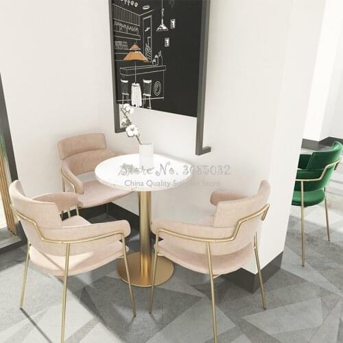 Customizable Nordic Coffee Chair and Small Table Sets Home Dining Chair Hotel Leisure Sofa Gold Iron Stool