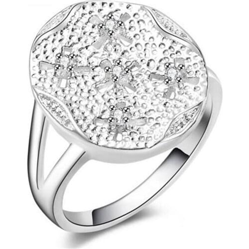 925 Silver colorRings Crystal Compatible With European Fit Original Wedding Brand Ring Jewelry Christmas Gift #160