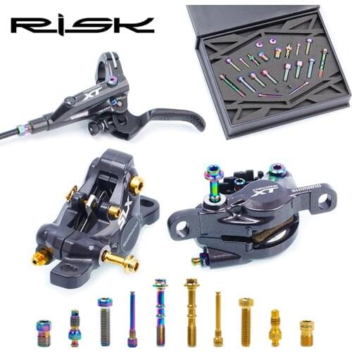 RISK Bicycle Shift Bolts Set Titanium Alloy MTB Oil Disc Brake Screw Kits Shimano M7000 XT M8000 Brake Shifter Bolts