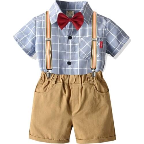 Fashion Plaid Baby Boys Clothes Children Suit Newborn Tracksuit Formal Dresses 4Ps Costumes For Children For 1st Birthday Dress