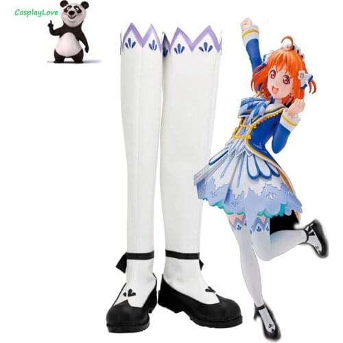 Lovelive Sunshine Brightest Melody Takami Chika White Shoes Cosplay Long Boots Leather Custom Made For Christmas