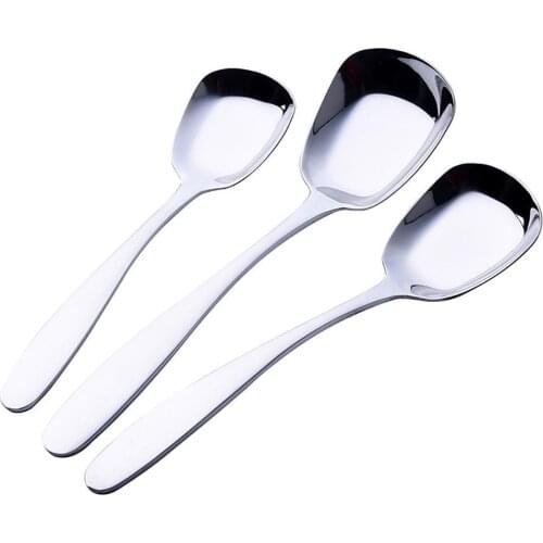 Tablespoons Large Public Square Head Stainless Steel Soup Dessert Spoons Cooking Scoop Restaurant Kitchen Bar Tableware Hot Sale