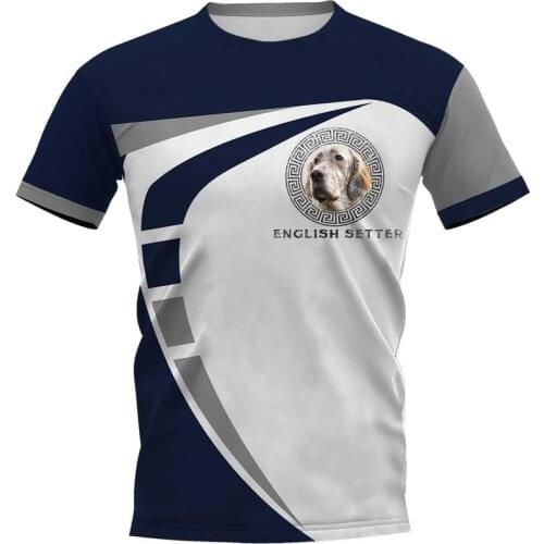 CLOOCL Mens T-shirt Animal English Setter 3D Print Chest Dog Face Logo Tee Shirt Clothing Unisex Short Sleeve Polyester Tops