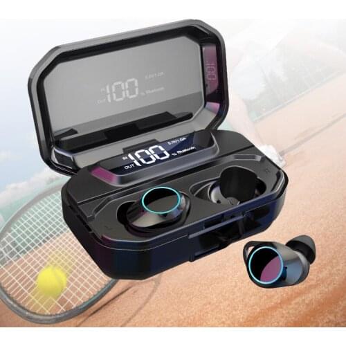 True Wireless Stereo Headphones Sport Bluetooth 5.0 Earbud Headphones Hifi Sound With 3300mAh Type-c Charge Case For IOS Android