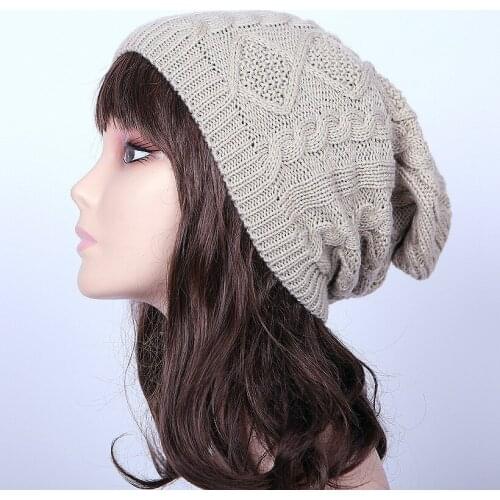 Cap women and men winter pure color knitted wool cap unisex casual hat