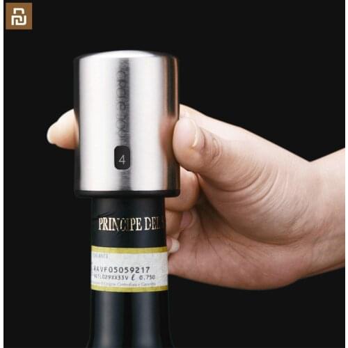 Original Circle Joy Smart Wine Stopper Stainless Steel Vacuum Memory Wine Stopper Electric Stopper Wine Corks black