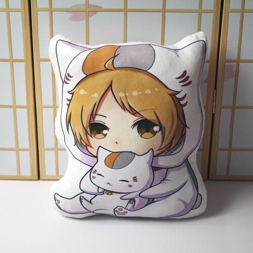 Anime Natsume Yuujinchou pillow toy Takashi Madara cute cat short plush stuffed doll double sided pillow toy 42cm for gift