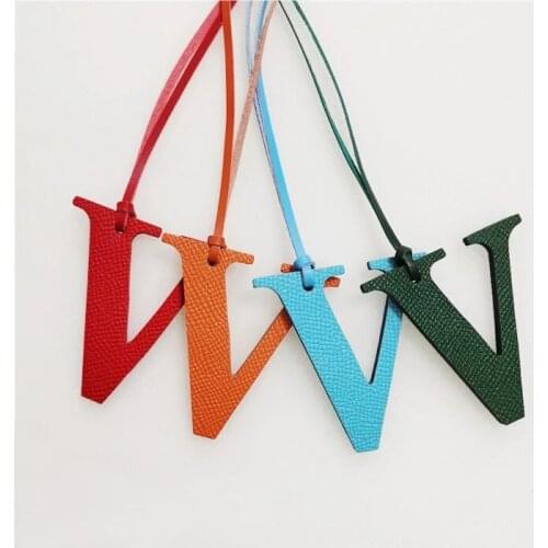Leather English Letters Charm V Character Bag Pendant