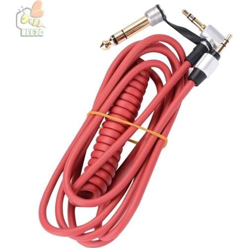 Black Red 6.5mm & 3.5mm Spring Replacement Audio Cable Headphone for Monster Pro Detox Solo AUX Cable top quality 30pcs