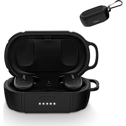 Dustproof Shockproof Protective Silicone Case Cover Skin for Bose QuietComfort Wireless Noise Cancelling Earbuds With Carabiner