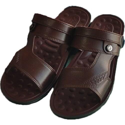 2021 Summer New Mens Sandals Soft Soled Antiskid Beach Shoes Mens Large Black Men Casual Sandals 38-45 Comfortable Non-slip