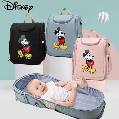 Disney Mickey Mouse Baby Diaper Bag Fashion Dual Purpose Bed Package Portable Nappy Bag Travel High Capacity Stroller Bag Newest