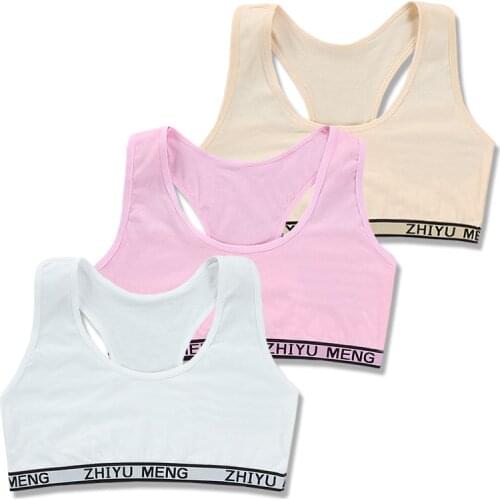 Girls Training Bra Teenage Kids Soft Breathable Cotton Underwear Tops Clothing 8-14Years