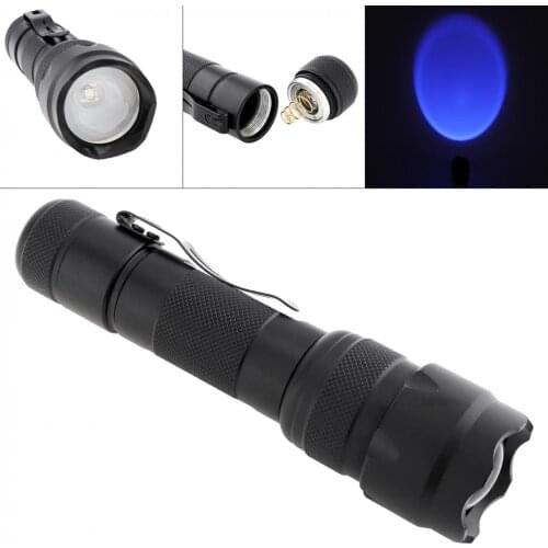 UV WF 502B Purple Zoom Flashlight High Power 400NM Purple Handheld LED Torch Flashlight Use 18650 Battery for Night Fishing