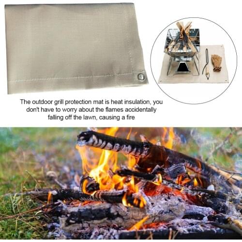 1.2M Grill Protective Mat Flame Retardant Heat Insulation Fireproof High Temperature Resistant Mat For Outdoor Camping Barbecue