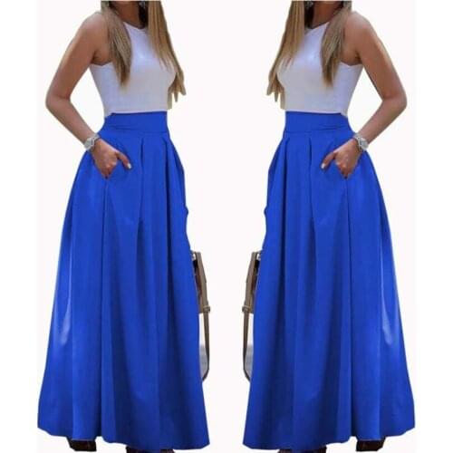2020 Summer Fashion Women Elegant Casual Two-Piece Suit Set Female Sleeveless Cropped Top & Pleated Maxi Skirt Sets