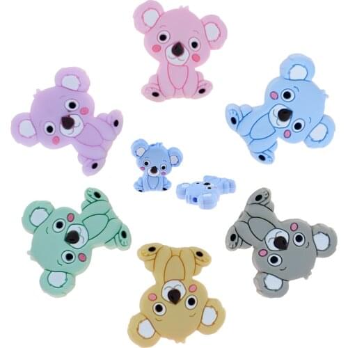 10pcs Koala Silicone bead Baby Teether Food Grade Baby Teething Necklace Rodents DIY Pacifier Clip Baby Products