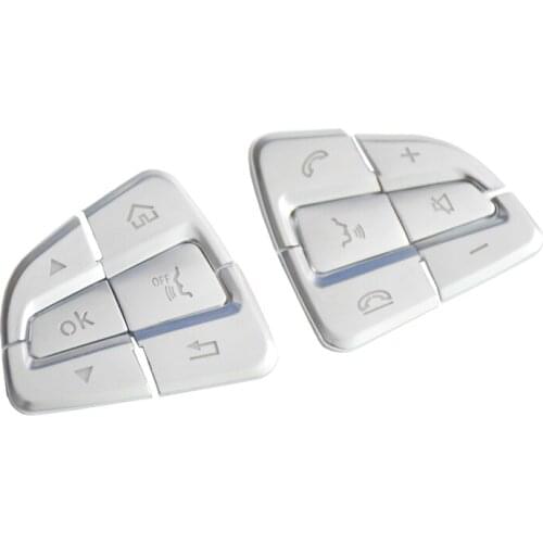 12Pcs Car Styling Steering Wheel Button Covers Trim Stickers for Mercedes Benz GLC X253 2015 2016 & C Class W205 2014 2015 Silve