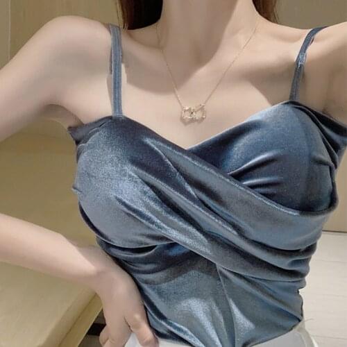 2020 Autumn Winter Velvet Camisoles For Women Tank Tops Pullover Womens Sexy Sleeveless V-Neck Slim Bottoming Clothes Short Top