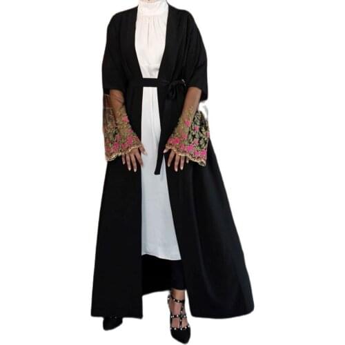 2021 Abaya Dubai Muslim Dress Islamic Clothing Ramadan Abayas Women Black Open Abaya Moroccan Kaftan Cardigan Kimono Vestidos