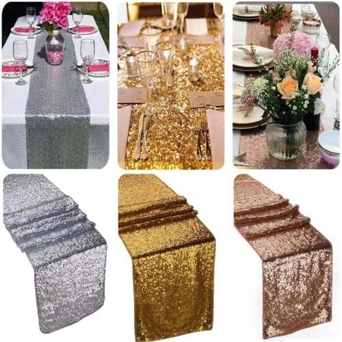 30x180/275/300cmGold Rose Gold Silver Sequin table runner for Party table cloth Weddings Decoration Table Runners