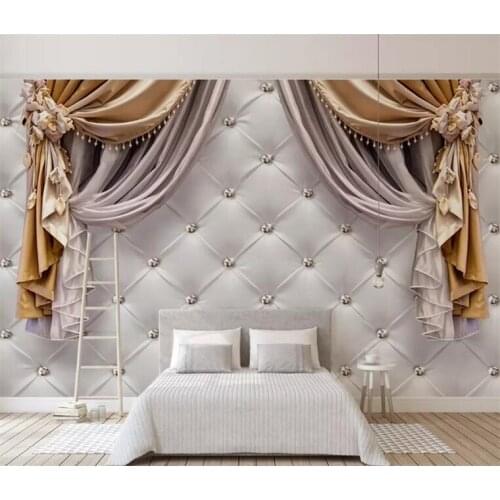 Custom Any Size 3D Wallpaper Modern European Curtains Soft Backgrounds Mural Living Room Sofa Bedroom Home Decor Wall Painting