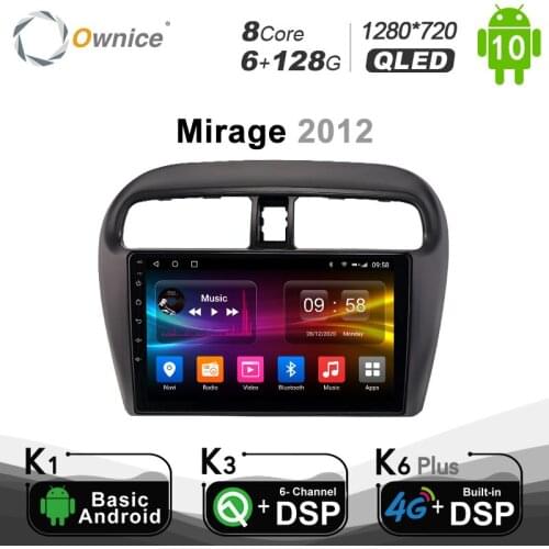 6G+128G QLED Android 10.0 for Mitsubishi Mirage 2012 Car autoradio Multimedia Video Audio GPS Radio Player Head Unit 1280*720