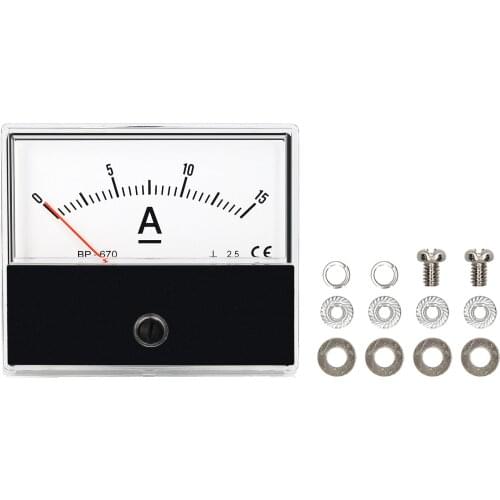 Analog Current Panel Meter Ammeter Gauge Class 2.5 Accuracy DC 0-15A Analog Ammeter Ampere Measurement Tester Gauge Panel