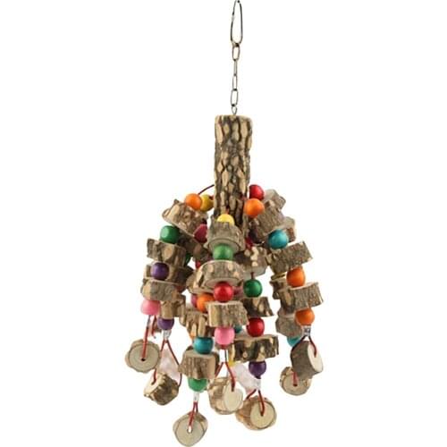 Wooden Birds Swing Perch Hanging Chew Toys Parrot Cage Bite Toy Birdcage Parts