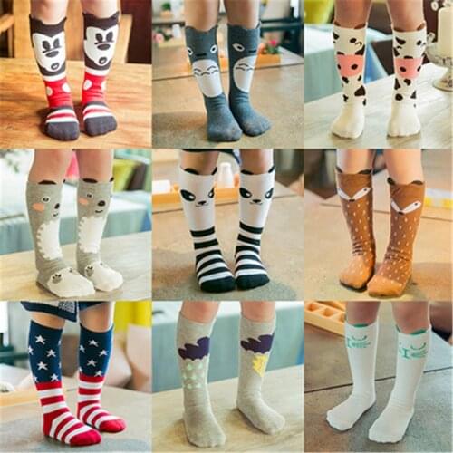 Childrens Stocking Cartoon Elephant Poached Bow Tie Baby Leg warm Cotton Tube Knee High Socks Boy Girl Infant Stockings