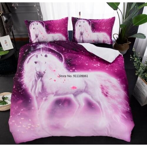Flowers Rainbow Unicorn Bedding Set 2-3pcs Believe Miracles Cartoon Single Double Size Bed Duvet Cover Animal for Children Girls