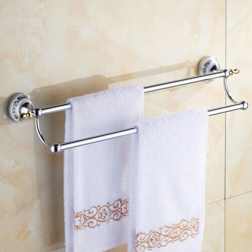 Ceramics base Zinc Aolly bathroom double towel bars, Wall toilet hanging towel rack shelf, European antique towel bars vintage