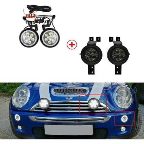 Smoke Black Lens For Mini Cooper R50 R53 02-06 R52 04-06 Front Turn Signal Kits W/ Bumper Led Mini Rally Light DRL Halo