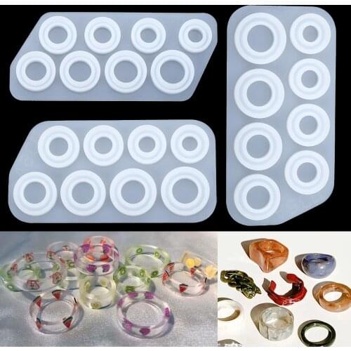 1 Pcs Assorted Rings Shape Epoxy Resin Molds Silicone Casting Mould For DIY Resin Ring Pendant Crafts Jewelry Making Accessories