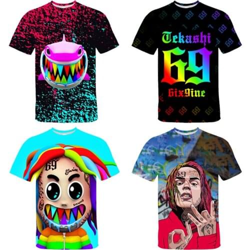 American Rapper Gooba 6ix9ine 3D-Printed T-shirts Men and Women Fashion Casual Streetwear Short-sleeve Hip Hop Funny 69 T-shirts
