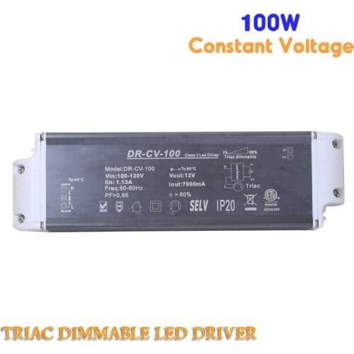 12V/24V/48V 100W constant Voltage TRIAC dimmable led driver dimming power supply lighting transformers converter power source