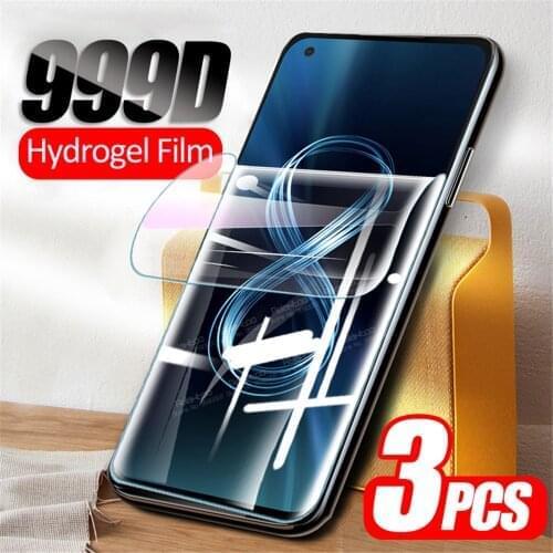 3pcs 999D Curved Hydrogel Film For Asus Zenfone 8 Screen Protector Zenfone8 ZS673KS Zen Fone 8 Flip Protective Films Not Glass