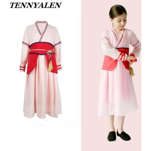 Mulan disfraz Halloween cosplay costume Mulan dress from Childrens Mushu Dragon Chinese girl Hanfu Carnival kids costumes