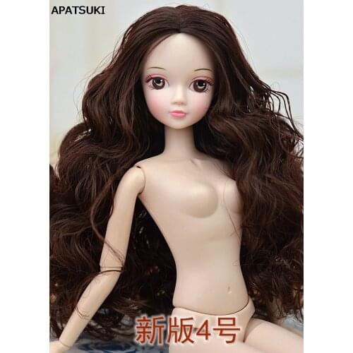 High Quality 12 Joints Moveable 1/6 BJD Doll Body & Head For 11.5" Dollhouse 1:6 Doll Head Brown Wavy Hair For Kids Toys