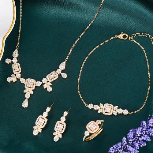 Missvikki 2021 Bridal Necklace Bracelet Earrings Ring Jewelry Set Luxury Princess crown Sparkly Angel wings For Women Wedding