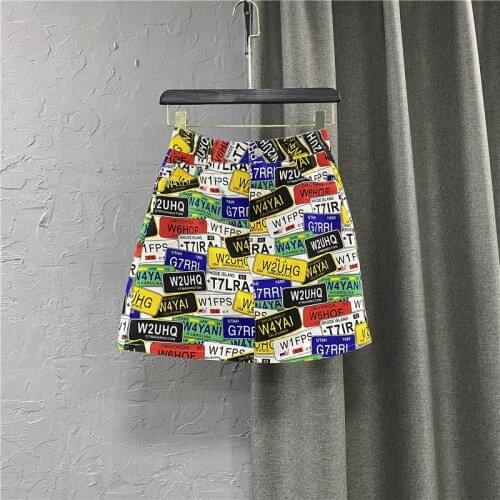Fashion Letter Print High Waist Denim Skirt Women 2021 Summer New Jeans Mini Skirt Female Casual A-Line Package Hip Short Skirts