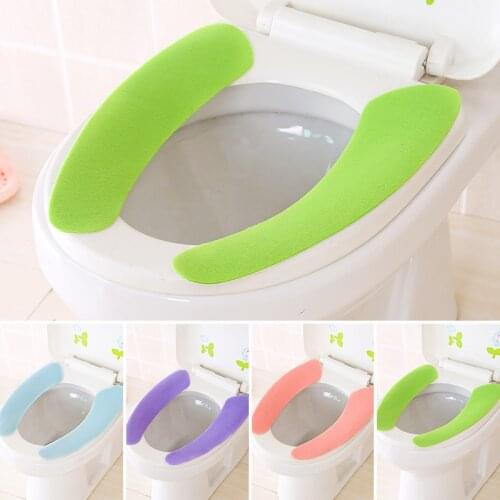 Toilet Seat Cover Soft WC Paste Toilet Seat Pad Washable Bathroom Warmer Seat Lid Cover Pad Toilet Closestool Sticky Seat Mat