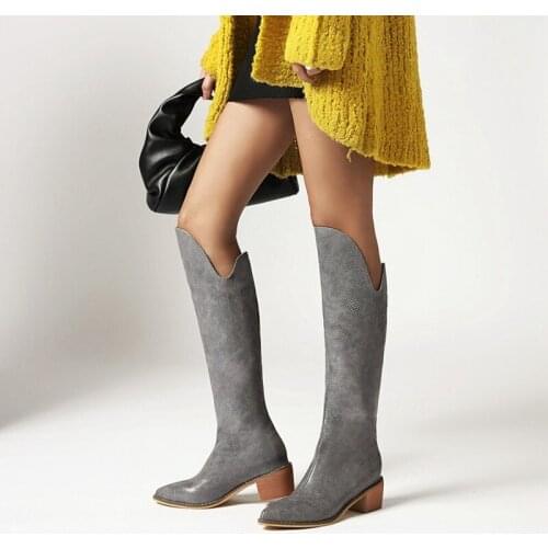 Sexy Pointed Toe High Heel Knee High Boots Snakeskin Faux Leather Women Thigh High Boots Ladies Winter Simple Woman Party Boots