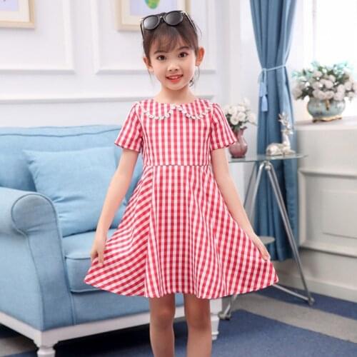 Dress For Girls Plaid Girls Summer Dress Casual Style Princess Dress Girls Summer Teenage Kids Clothes 4 6 7 8 9 10 11 12 Years
