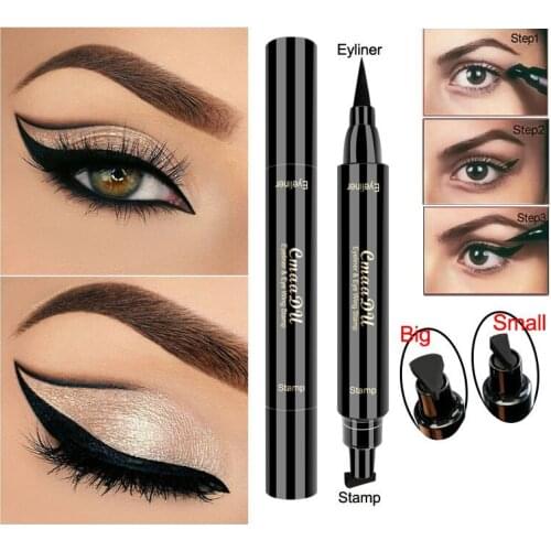 Cmaadu Eyes Liner Liquid Make Up Pencil Eye Liner Pencil Black Waterproof Double-ended Makeup Stamps Eyeliner Pencil T0882